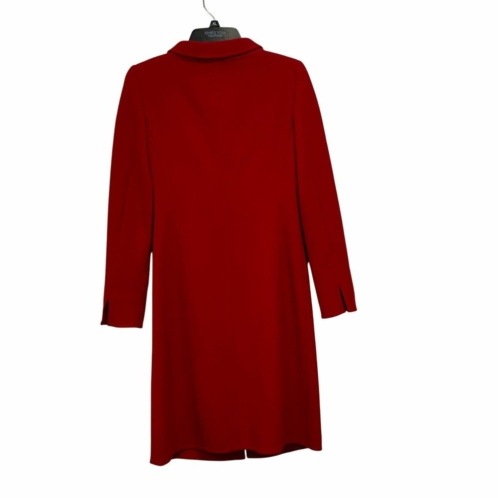 ✨Akris Size XS Women's Red Coat Wool Blend Long Sleeve Knee-Length✨ - Picture 3 of 9